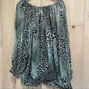 Avenue Leopard Print Ruche Blouse Size 26/28